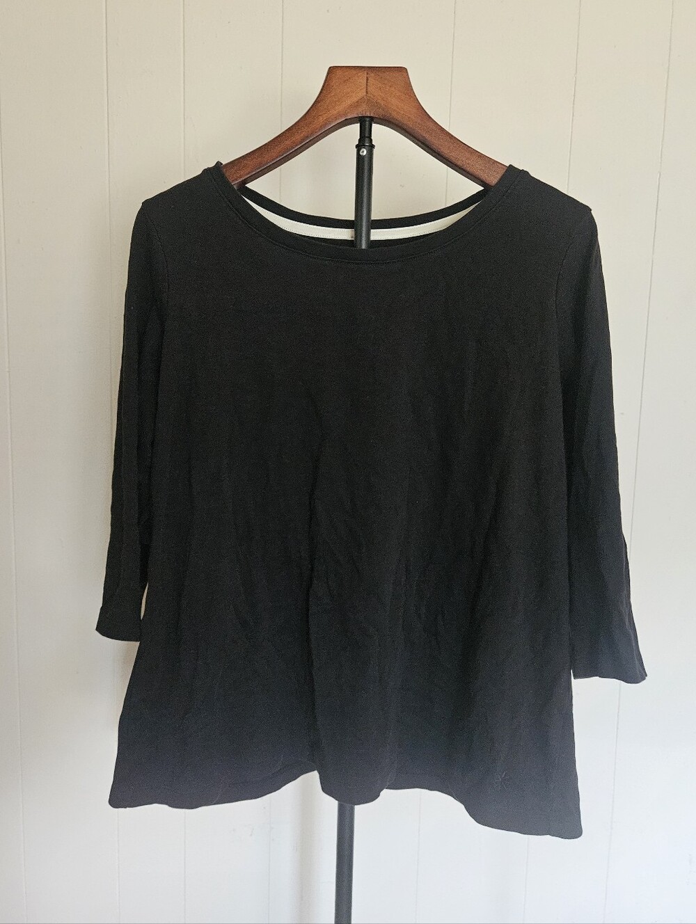 Isaac Mizrahi Black Scoop Neck 3/4 Sleeve Top Size Size 1X